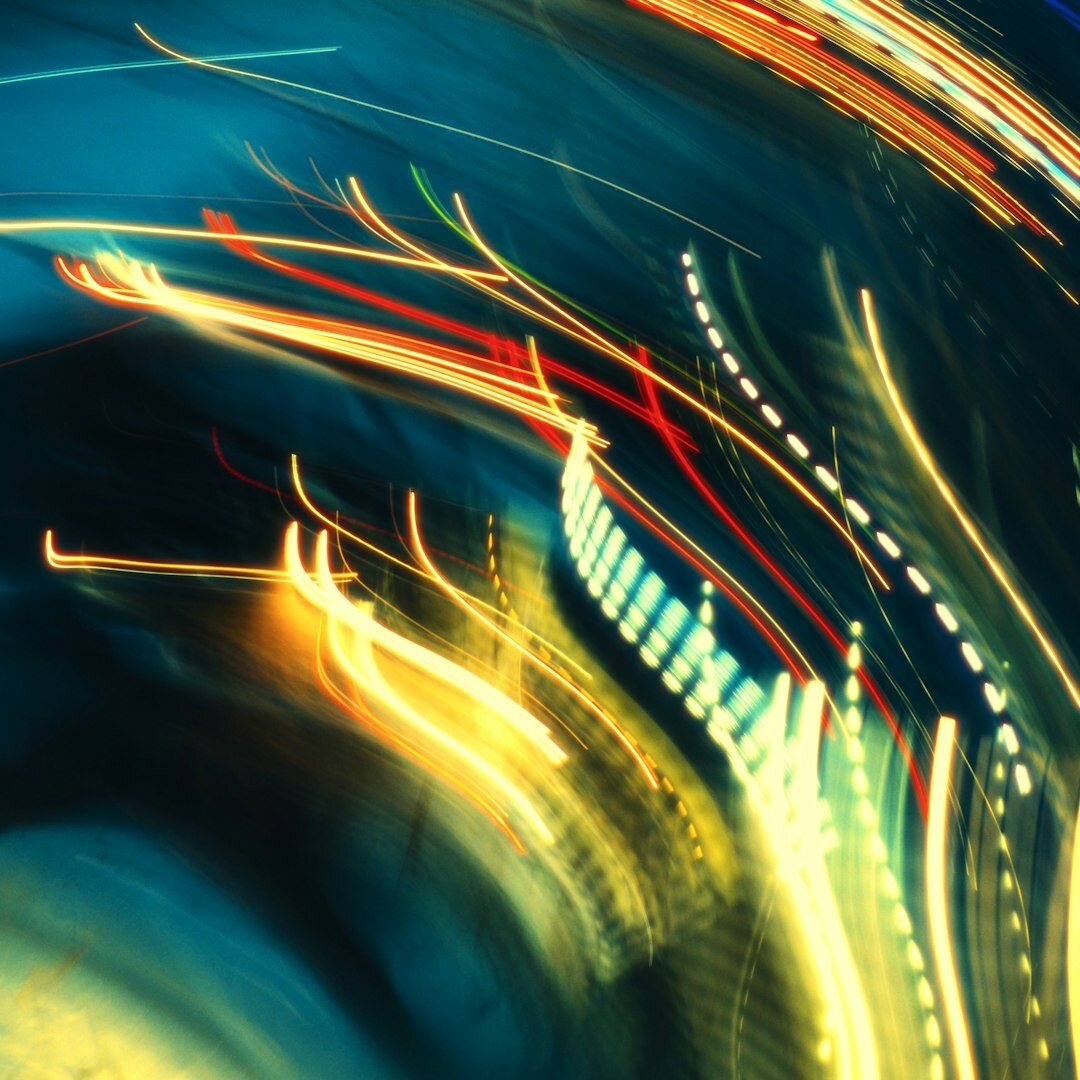 Abstract colorful digital wave art with orange and blue tones