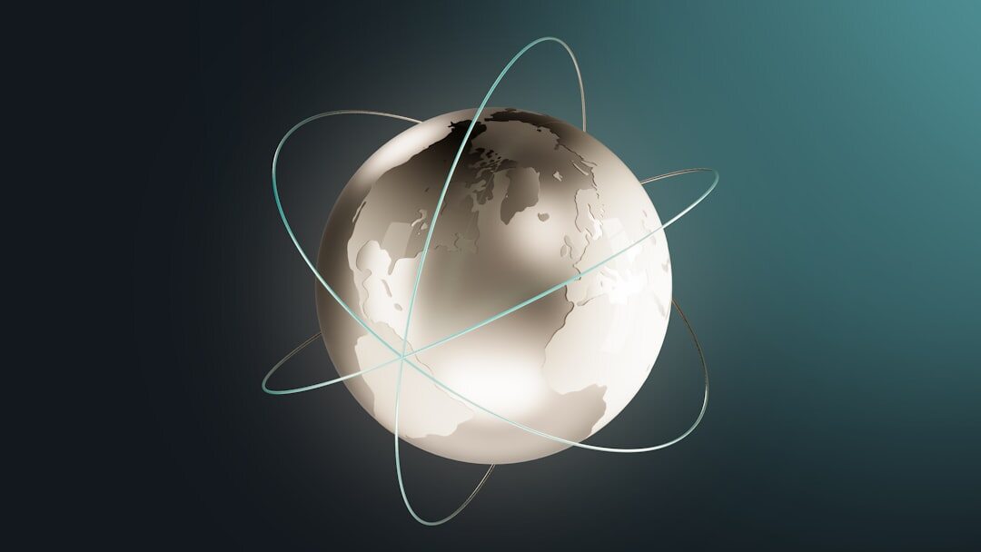 Globe digital network connections glowing on dark space background